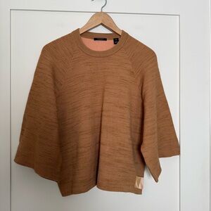 Scotch & Soda Club Nomade Sweater Womens Sz L Camel Ribbed Raglan Athleisure